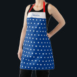 Navy and White Polka Dot Red Personalized Name Apron<br><div class="desc">Personalized with text of your choice; band at the top and strap colour is editable. White polka dot colour and scale is editable,  plus you can customize the background colour by clicking "personalize" and "Customize this design further"</div>