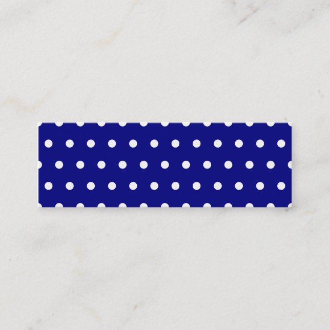 Navy and White Polka Dots Mini Business Card (Front)