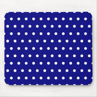 Navy and White Polka Dots Mouse Pad