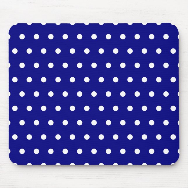 Navy and White Polka Dots Mouse Pad (Front)