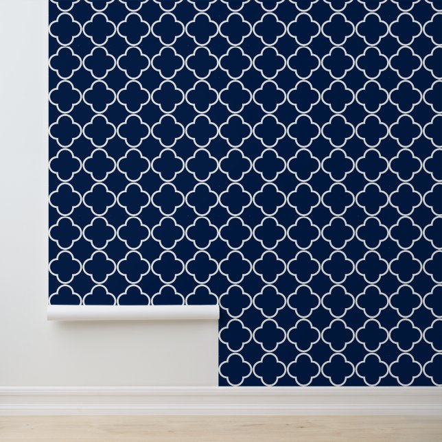 Navy and White Quatrefoil - Background Changeable Wallpaper (Application)