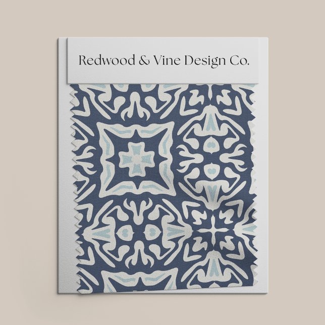 Navy and White Spanish Tile Pattern Fabric (Creator Uploaded)
