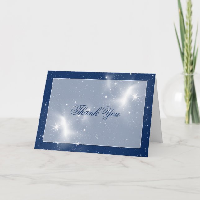 Navy and White Stars Wedding Thank You (Front)