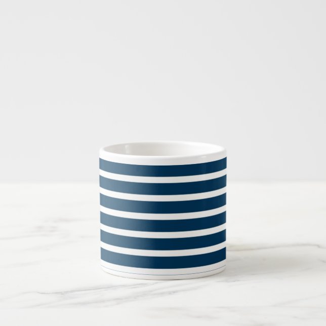 Navy and White Stripe Espresso Cup (Front)