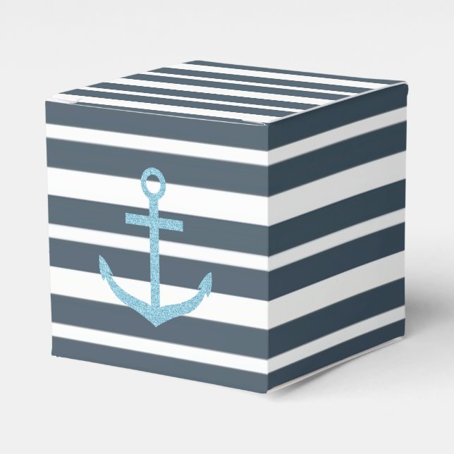 Navy and White Stripes Favor Box (Front Side)