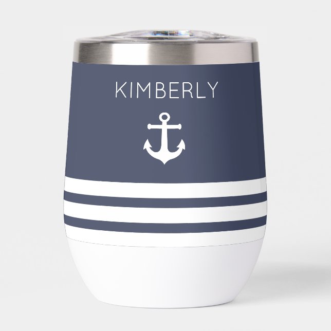 Navy and White Stripes Nautical Personalized   (Front)