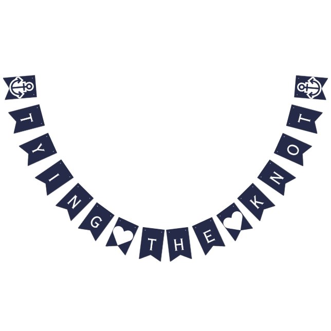 Navy and White Tying The Knot Nautical Bunting Bunting Flags (All)