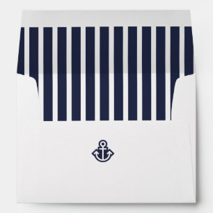 Navy and White Vertically Striped Anchor Envelopes