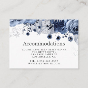 Navy and White with Silver Wedding Accommodations Enclosure Card