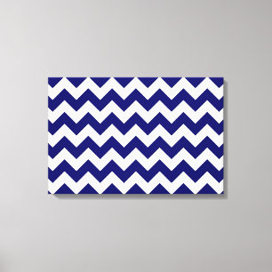 Navy and White Zigzag Canvas Print