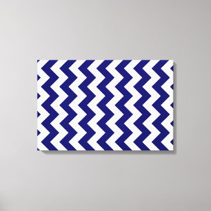 Navy and White Zigzag Canvas Print