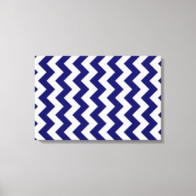Navy and White Zigzag Canvas Print (Front)
