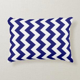 Navy and White Zigzag Decorative Pillow
