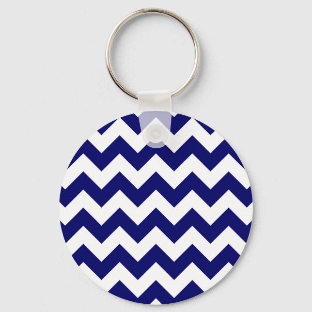 Navy and White Zigzag Keychain (Front)