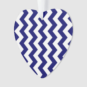 Navy and White Zigzag Ornament