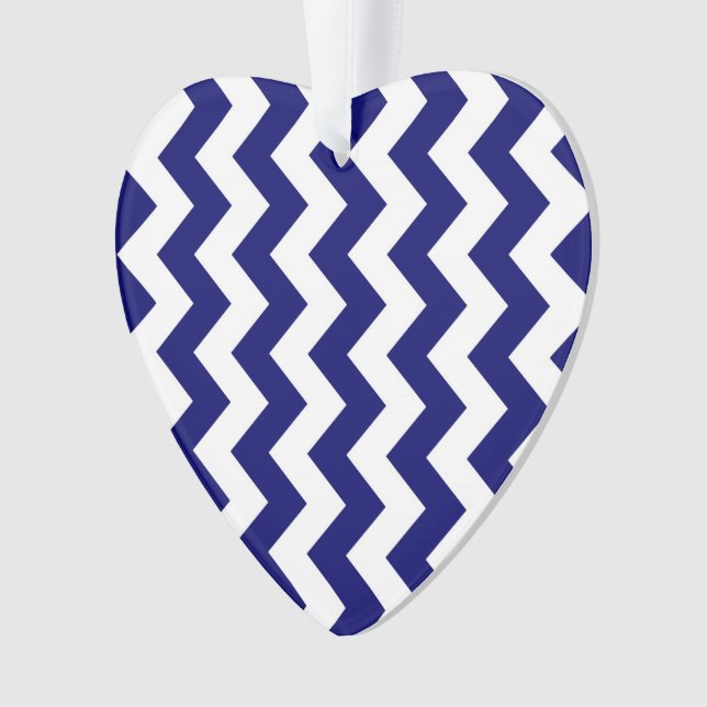 Navy and White Zigzag Ornament (Front)