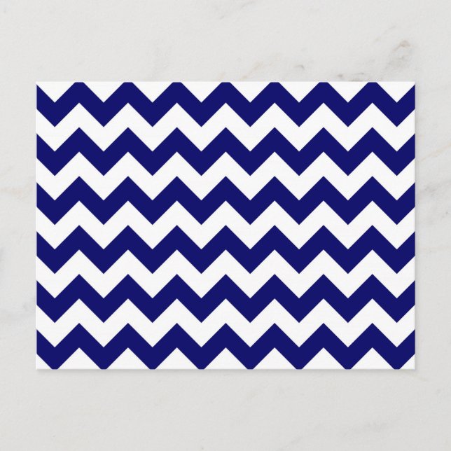 Navy and White Zigzag Postcard (Front)