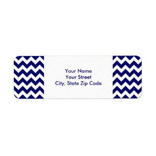 Navy and White Zigzag return address label