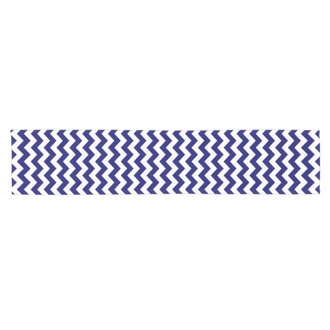 Navy and White Zigzag Table Runner (Horizontal)