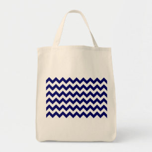 Navy and White Zigzag Tote Bag