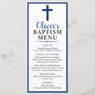 Navy and Wood Rustic Boy Baptism Custom Event Menu