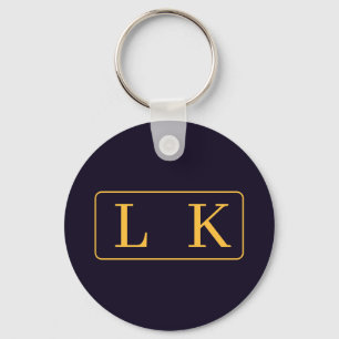 Navy and Yellow Best Friends monogrammed Keychain