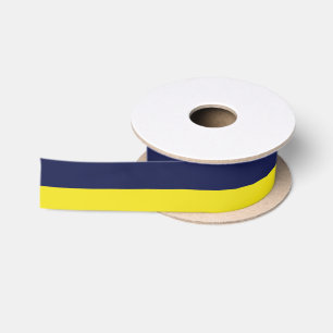 Navy and Yellow-Corn Striped Satin Ribbon