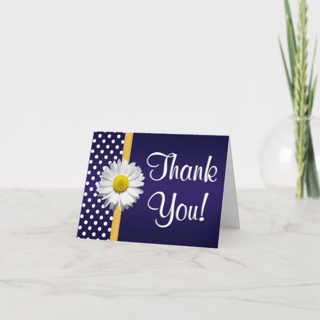 Navy and Yellow daisy Thank you card (Front)
