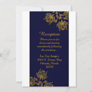 Navy and Yellow Floral 3.5x7 Reception Card