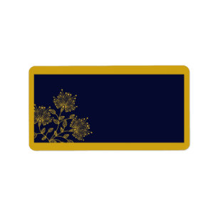 Navy and Yellow Floral Mailing Address Label