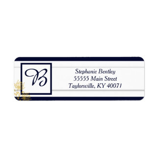 Navy and Yellow Floral Return Address Label