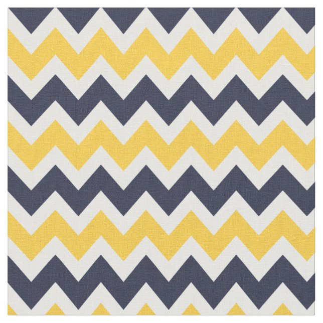 Navy and Yellow Modern Chevron Fabric (Close Up)