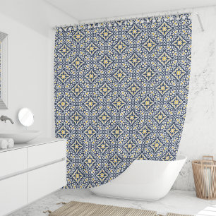 Navy and Yellow Spanish Tile Pattern