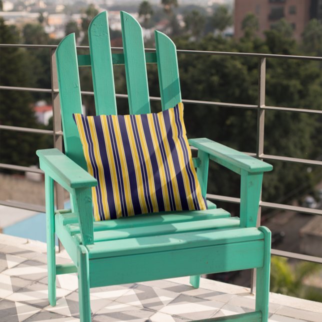 Navy and Yellow Stripes Throw Pillow (Creator Uploaded)