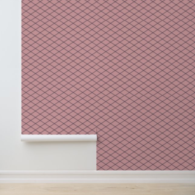 Navy Art Deco Diamonds on Pink Wallpaper (Application)