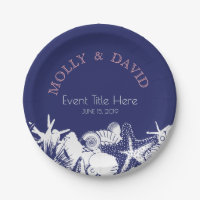 Navy Artsy Beach Seashells Personalized Party