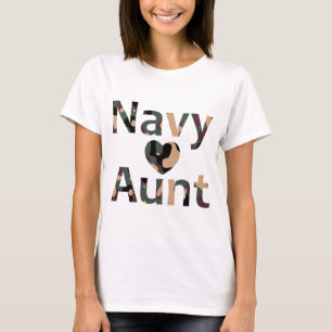 Navy Aunt Heart Camo T-Shirt