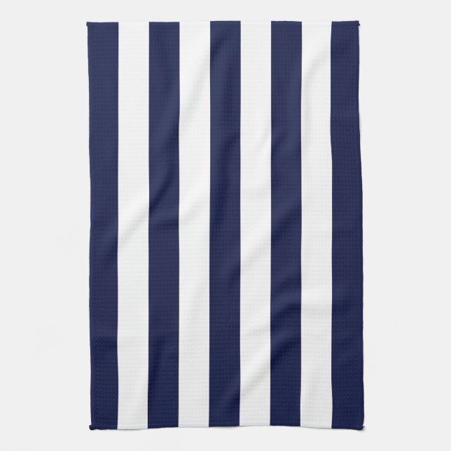 Navy Awning Stripe Kitchen Towel (Vertical)