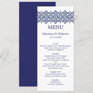 Navy Azulejo   Indigo Spanish Border TILE wedding Invitation