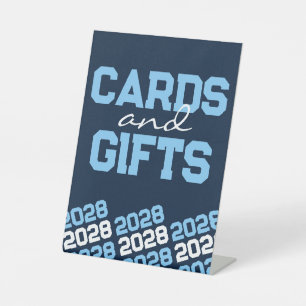 Navy & Baby Blue Cards & Gifts Graduation Table Pedestal Sign