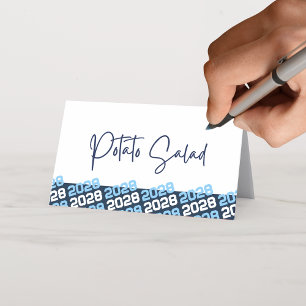 Navy & Baby Blue Graduation Year Folding Food or Place Card