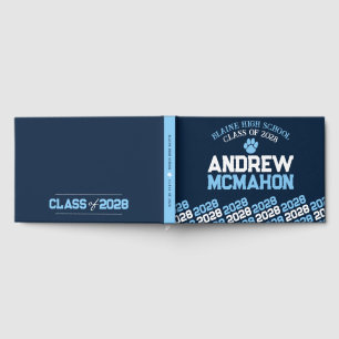 Navy & Baby Blue Pawprint Graduation Personalized Guest Book