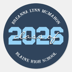 Navy & Baby Blue Personalized Graduation Stickers