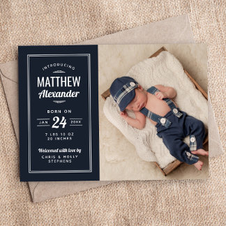 Navy Baby Boy Faire-part de naissance photo magnét