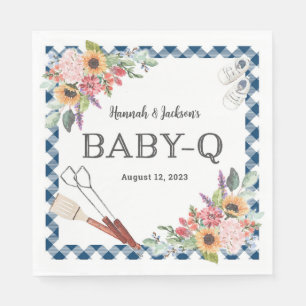 Navy Baby-Q Shower Personalized Napkins