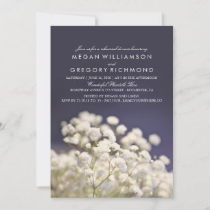 Navy Baby's Breath Elegant Rehearsal Dinner Invitation