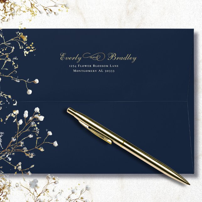 Navy Background Gold Script White Typography   Envelope (Creator Uploaded)
