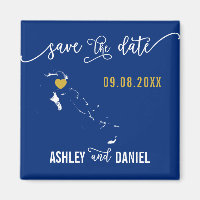 Navy Bahamas Wedding Save the Date Map