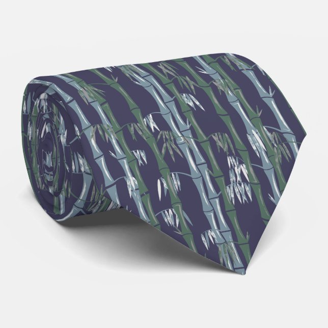 Navy Bamboo Tie (Rolled)