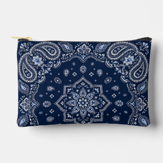 Navy Bandana Paisley Small Zipper Pouch